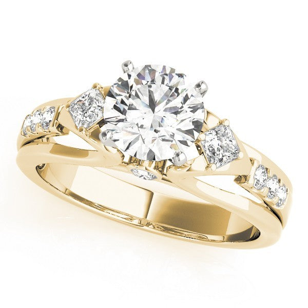 Lab Grown Round Diamond 3 Stone Art Design Engagement Ring