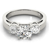 Lab Grown Round Diamond Prong Set 3 Stone Engagement Ring Platinum
