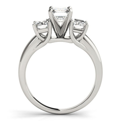 2.00 ct Emerald DE/VS Lab-Grown Diamond Trilogy Engagement Ring in 18K White Gold