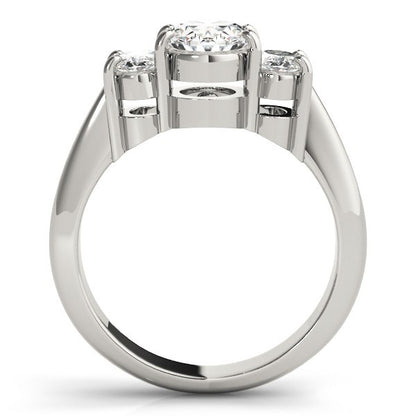 Lab-Grown Oval Diamond 3 Stone Engagement Ring – 18K Rose Gold