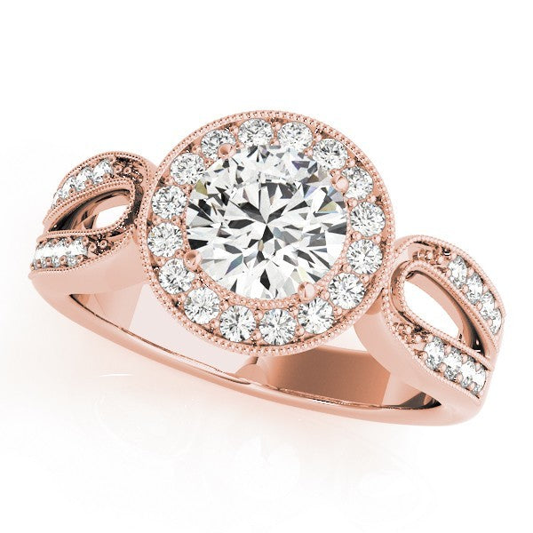Lab Grown Round Diamond Halo Engagement Ring 