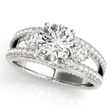 Lab Grown Round Diamond 3 Stone Engagement Ring