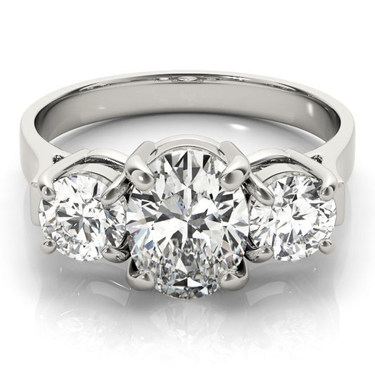 18k yellow gold Oval cut Trilogy Engagement Ring – 2Ct DE/VS Lab Grown Diamonds