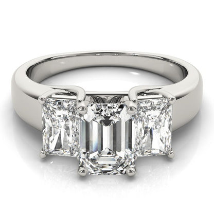 2.00 ct Emerald DE/VS Lab-Grown Diamond Trilogy Engagement Ring in 18K White Gold