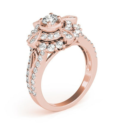 Lab Grown Round Diamond Halo Engagement Ring