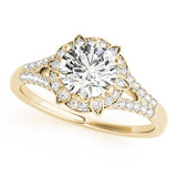 2.00Ct DE/VS Lab Grown Round Diamond Halo Engagement Ring 18K Yellow Gold