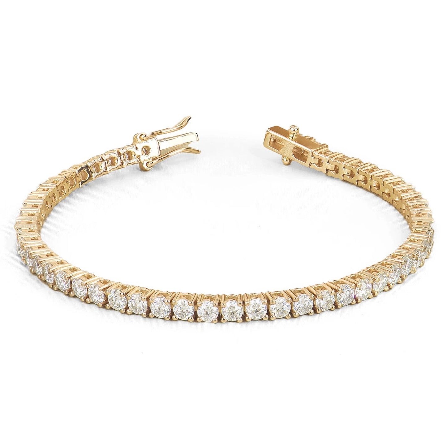 Natural Round Diamond Tennis Bracelet In Yellow Gold