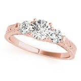 2.00Ct Lab Grown Round Diamond Milgrain 3 Stone Engagement Ring Platinum