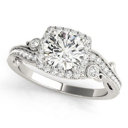 Lab Grown Round Diamond Halo Engagement Ring