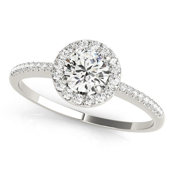 Lab Grown Round Cut Diamond Halo Engagement Ring