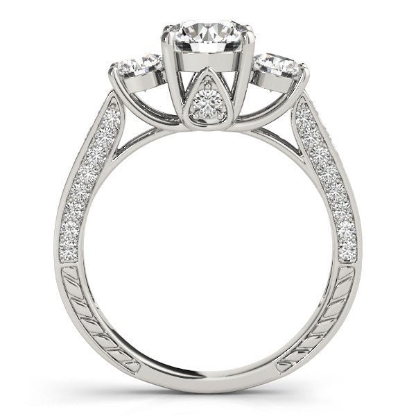 2.00Ct Lab Grown Round Diamond Trilogy Engagement Ring Platinum