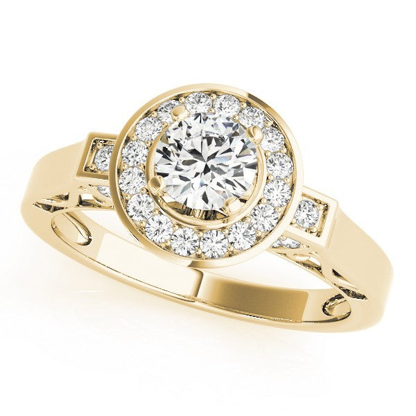 Lab Grown Round Diamond Halo Engagement Ring 18K White Gold
