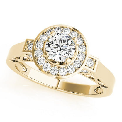 Lab Grown Round Diamond Halo Engagement Ring 18K White Gold