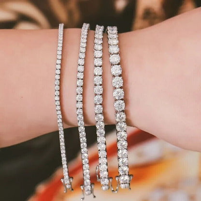 Platinum 5 Carat Natural Round Diamond Tennis Bracelet For Women 7" - 7.49" Inch