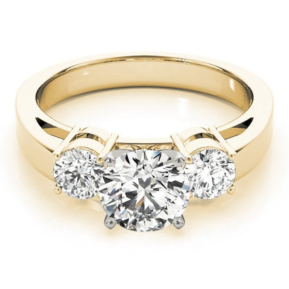 Lab Grown Round Diamond Prong Set 3 Stone Engagement Ring Platinum
