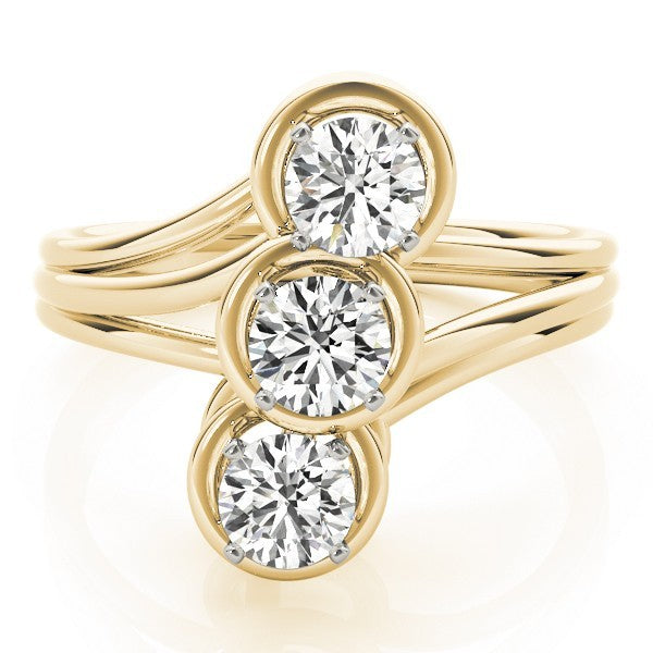 Lab Grown Round Diamond Trilogy Engagement Ring Platinum