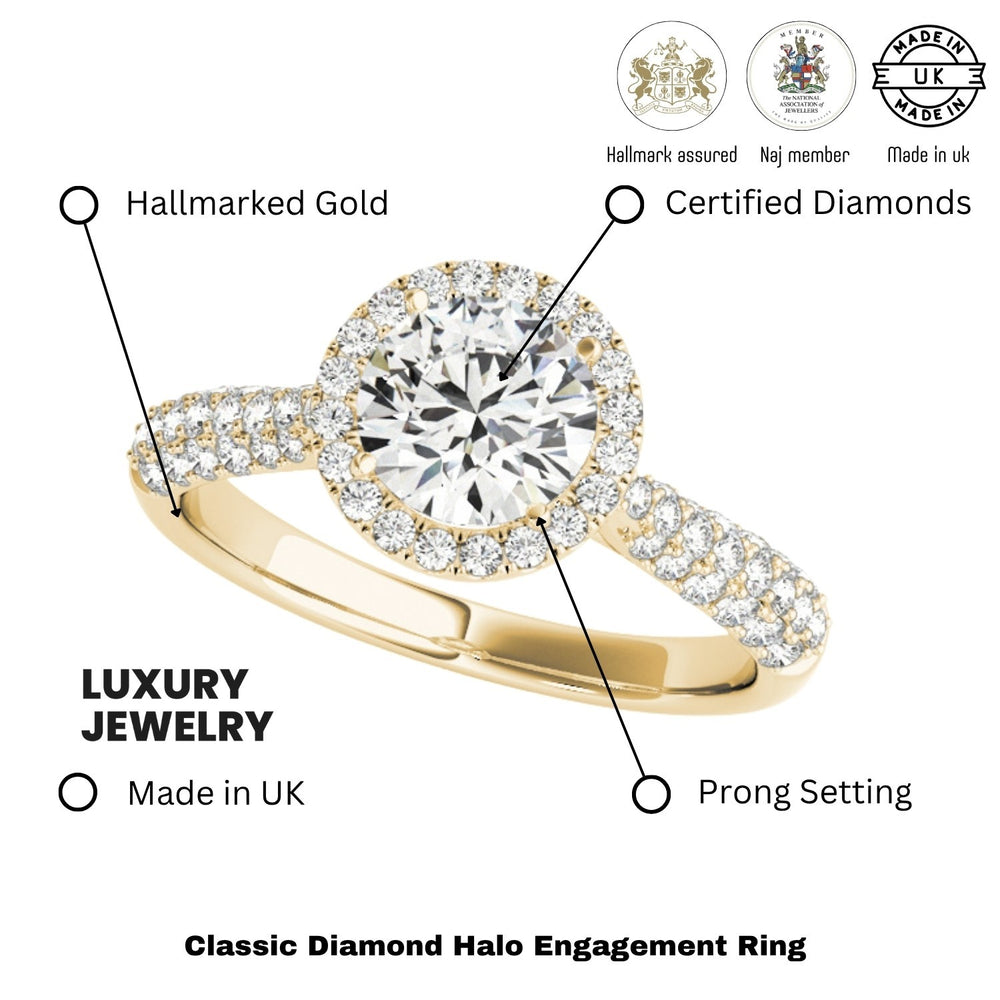 Lab Grown Round Diamond Halo Engagement Ring 