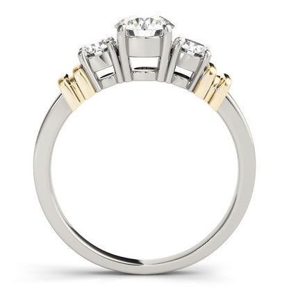 2.00Ct Lab Grown Round Diamond 3 Stone Engagement Ring Platinum - Two Tone