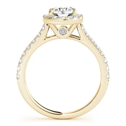 Lab Grown Round Cut  Diamond Halo Engagement Ring