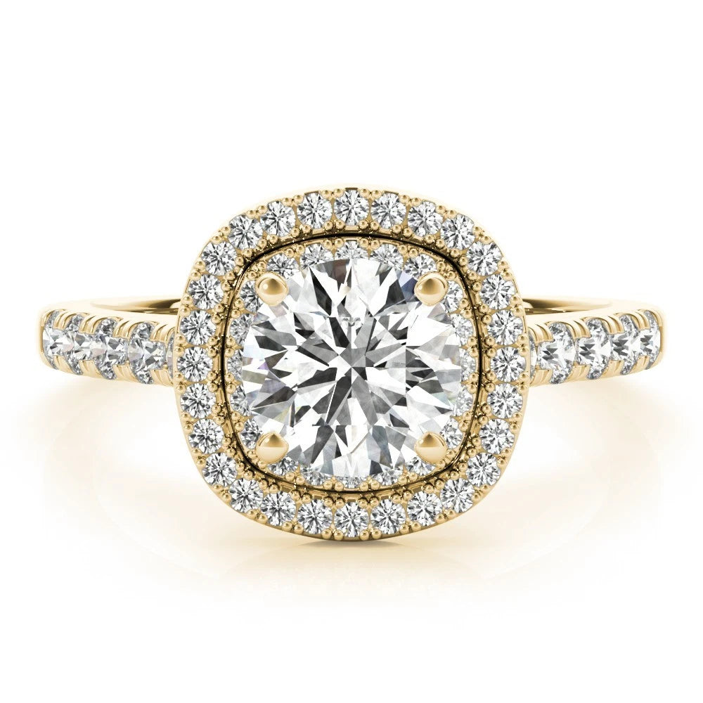 Lab Grown Round Cut  Diamond Halo Engagement Ring