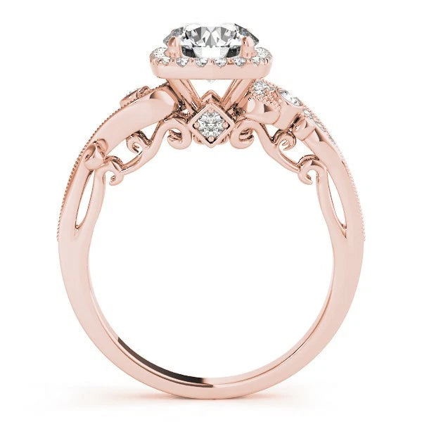 Lab Grown Round Diamond Halo Engagement Ring 