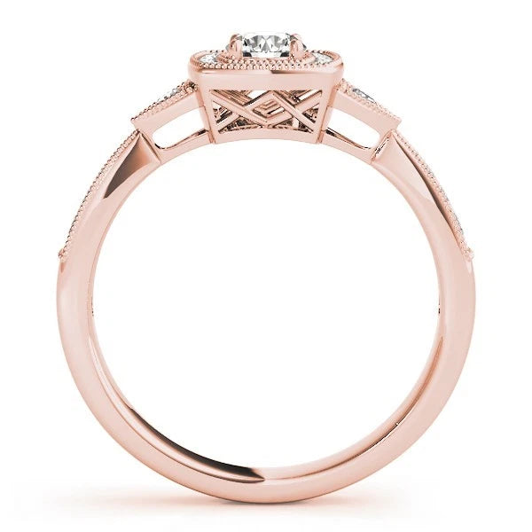 Lab Grown Round Diamond Halo Engagement Ring