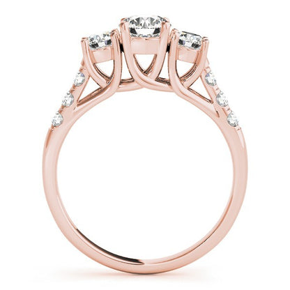 Lab Grown Round Cut Diamond 3-Stone Engagement Ring In DE/VS 0.50Ct To 2.00Ct