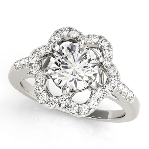 Lab Grown Round Diamond Halo Engagement Ring