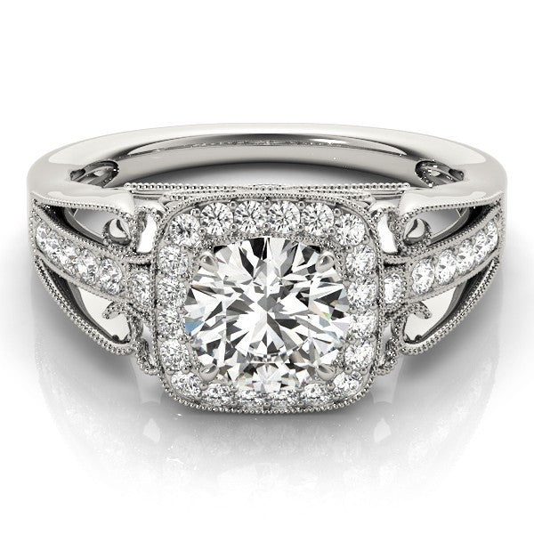 Lab Grown Round Diamond Halo Engagement Ring