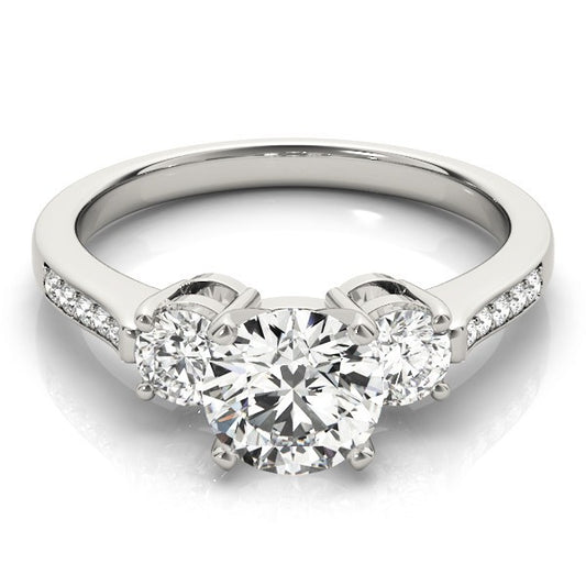 0.50Ct To 2.00Ct Lab Grown Round Diamond 3 Stone Engagement Ring Platinum