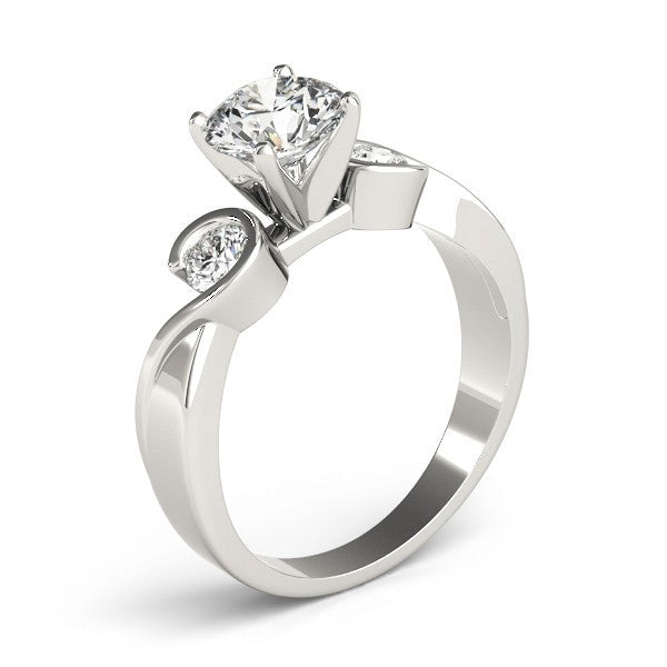 Platinum Round Diamond Designer Trilogy Engagement Ring  - DE/VS 2Ct Lab Grown