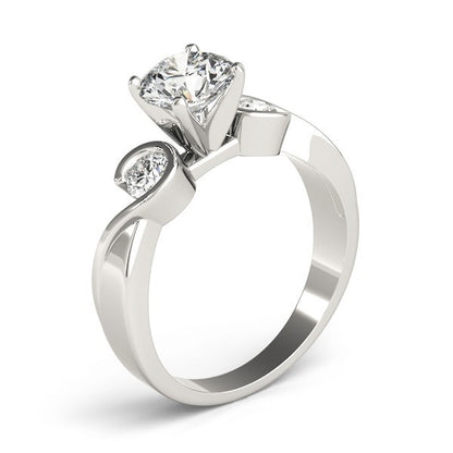 Platinum Round Diamond Designer Trilogy Engagement Ring  - DE/VS 2Ct Lab Grown