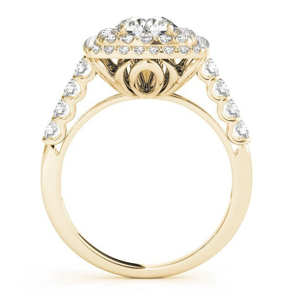 Lab Grown Round Cut Diamond Halo Engagement Ring 