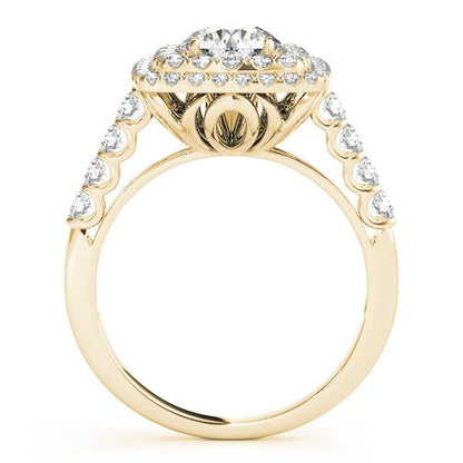 Lab Grown Round Cut Diamond Halo Engagement Ring 