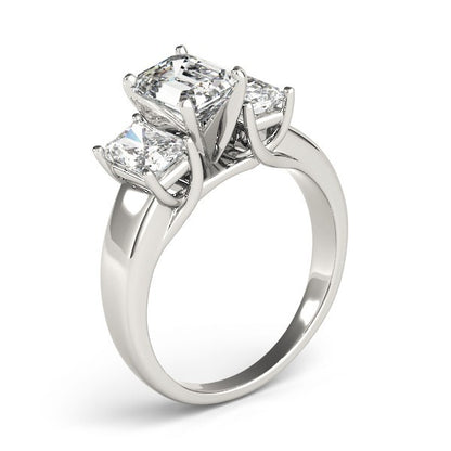 2.00 ct Emerald DE/VS Lab-Grown Diamond Trilogy Engagement Ring in 18K White Gold