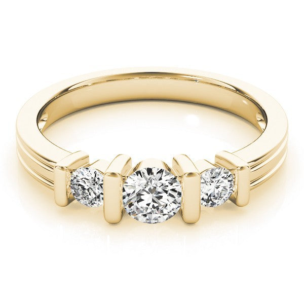 2.00Ct Bar Set Lab Grown Round Diamond 3 Stone Engagement Ring Platinum