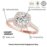 Lab Grown Round Diamond Halo Engagement Ring