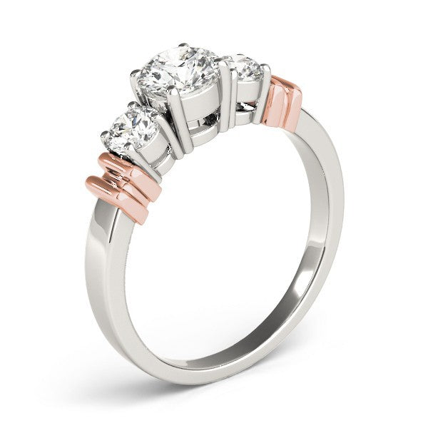 2.00Ct Lab Grown Round Diamond 3 Stone Engagement Ring Platinum - Two Tone