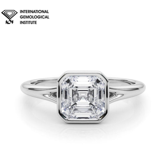 IGI Certified Lab Created D/VS  Asscher Cut Diamond Solitaire Engagement Ring
