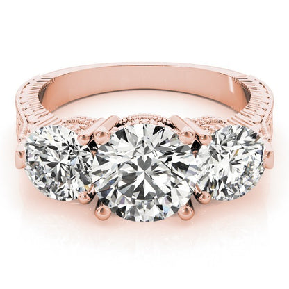 Platinum Lab Grown Diamond Trilogy Engagement Ring Art Deco Designer 2CT DE/VS