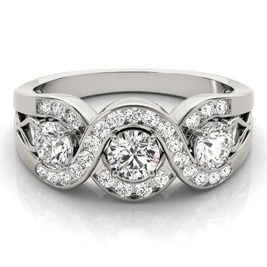 Lab Grown Round Diamond Infinity Trilogy Engagement Ring  2CT DE/VS Platinum