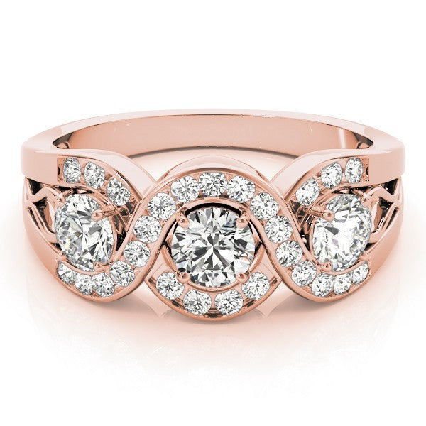 Lab Grown Round Diamond Infinity Trilogy Engagement Ring  2CT DE/VS Platinum