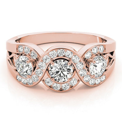 Lab Grown Round Diamond Infinity Trilogy Engagement Ring  2CT DE/VS Platinum