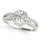 Lab Grown Round Cut Diamond Halo Engagement Ring