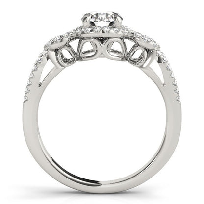 Lab Grown 2.00 Carat Round Cut Diamond Halo Engagement Ring
