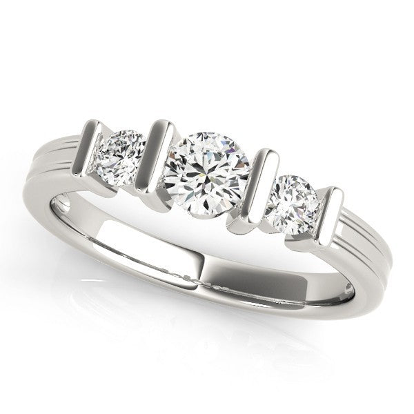 2.00Ct Bar Set Lab Grown Round Diamond 3 Stone Engagement Ring Platinum