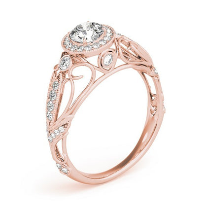 Lab Grown Round Diamond Halo Engagement Ring