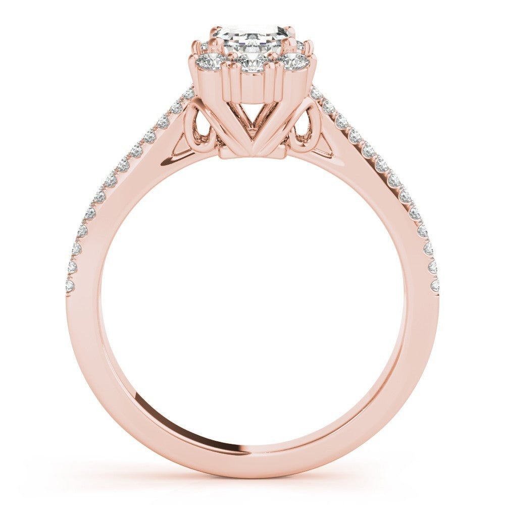 Lab Grown Emarald Diamond Halo Engagement Ring