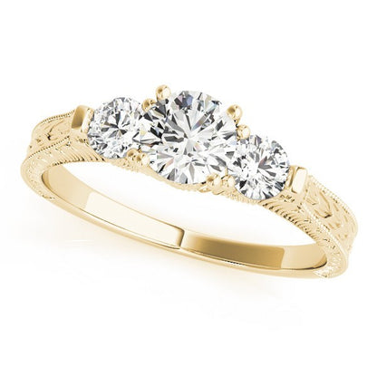 2.00Ct Lab Grown Round Diamond Milgrain 3 Stone Engagement Ring Platinum