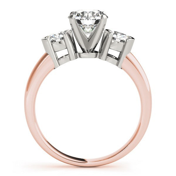 Platinum 3 Stone Engagement Ring Lab Grown Round Diamond Prong Set